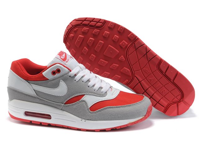 Nike Air Max 87 With Grey Red For Womens Shoes - Click Image to Close